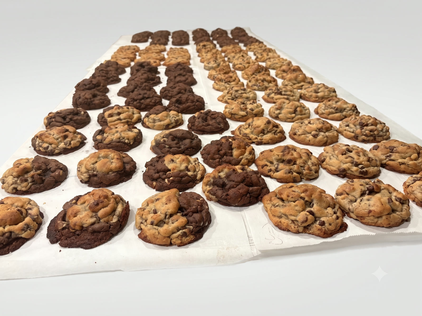The full Teens2Table cookie collection, dozens of double chocolate, marble, and chocolate chip cookies fresh out of the oven